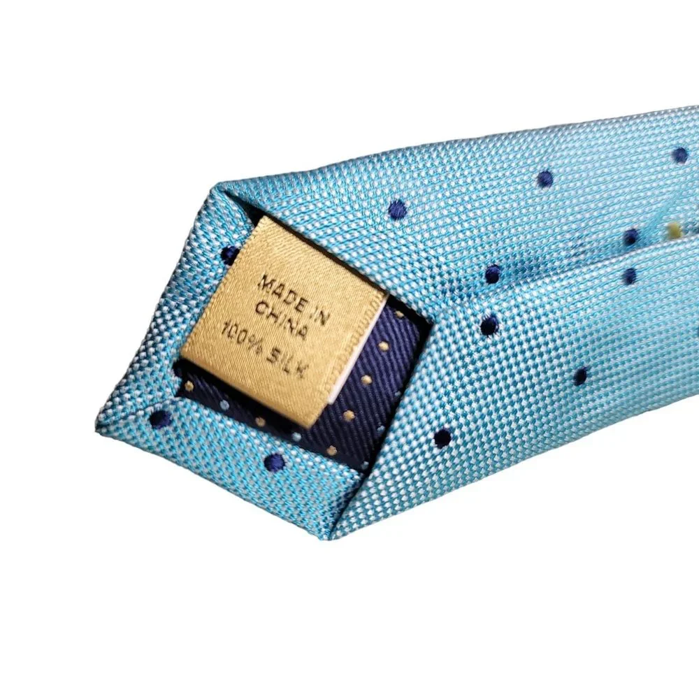 classic/club NWT silk gold label blue polka dot kids tie